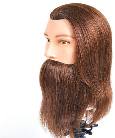 Prohair Mannequin Head Male - Mannequin Training Head Suitable for Coloring Blow Drying Bleaching Cutting, 100% Humun Hair High Density with Beard - by Prohair |ProCare Outlet|