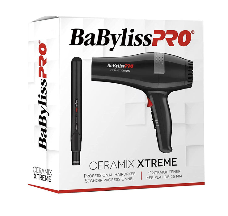 BaBylissPRO Ceramix Xtreme Styling Duo with 1 inch Ceramic Flat iron and Ceramic Hairdryer