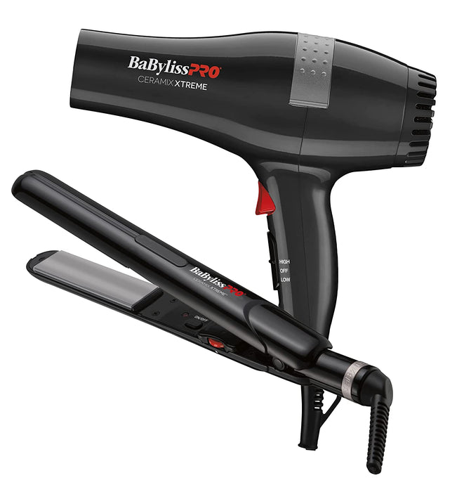 BaBylissPRO Ceramix Xtreme Styling Duo with 1 inch Ceramic Flat iron and Ceramic Hairdryer