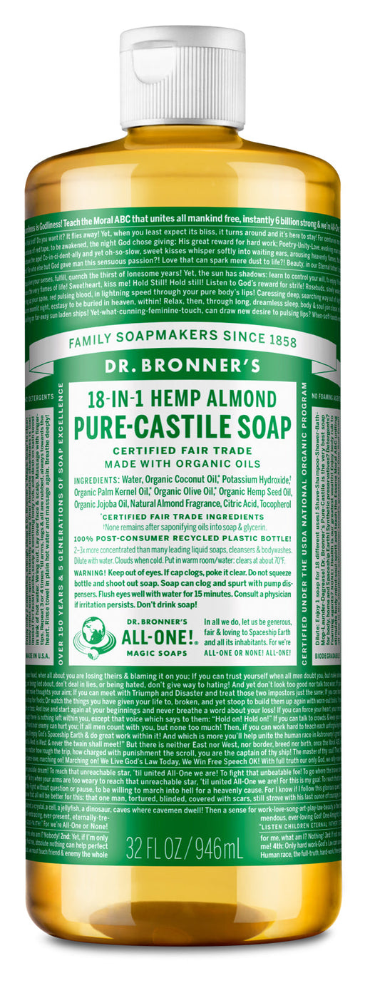 Almond - Pure-Castile Liquid Soap - 32 oz - by Dr Bronner's |ProCare Outlet|