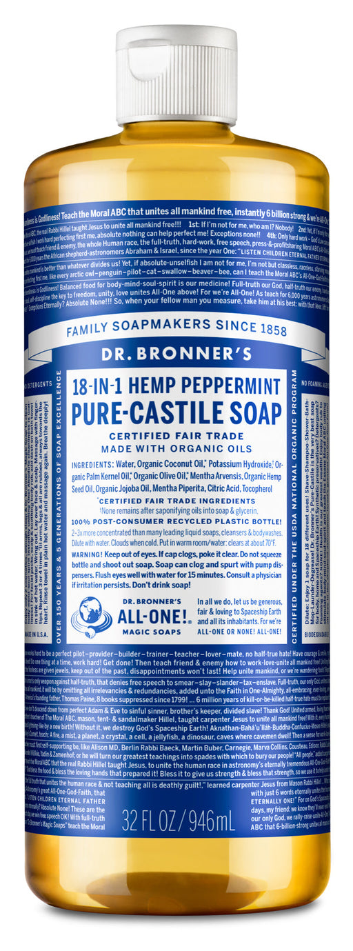 Peppermint - Pure-Castile Liquid Soap - 32 oz - by Dr Bronner's |ProCare Outlet|