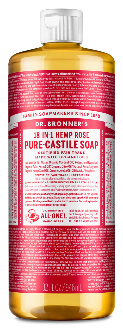 Rose - Pure-Castile Liquid Soap - 32 oz - ProCare Outlet by Dr Bronner's