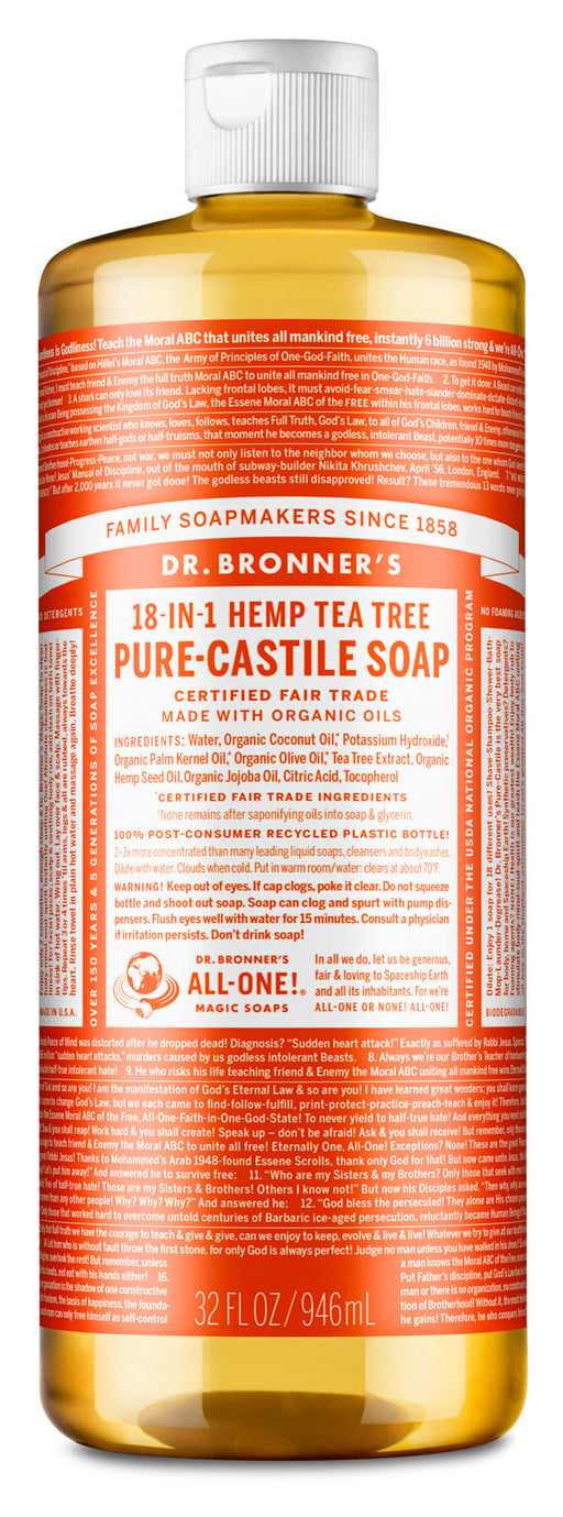 Tea Tree - Pure-Castile Liquid Soap - 32 oz - by Dr Bronner's |ProCare Outlet|