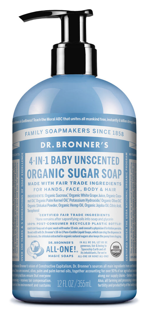 Baby Unscented - Organic Sugar Soaps - 12 oz - by Dr Bronner's |ProCare Outlet|