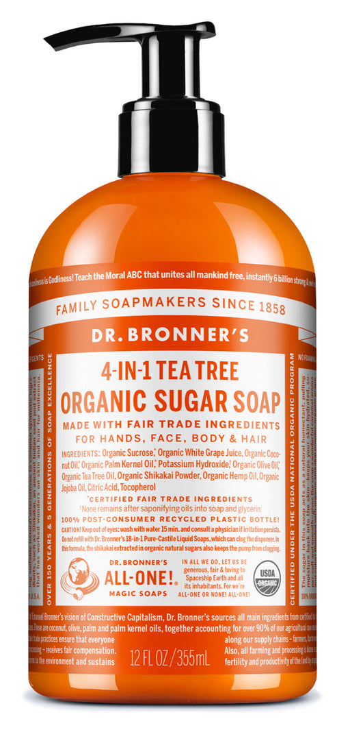 Tea Tree - Organic Sugar Soaps - 12 oz - ProCare Outlet by Dr Bronner's