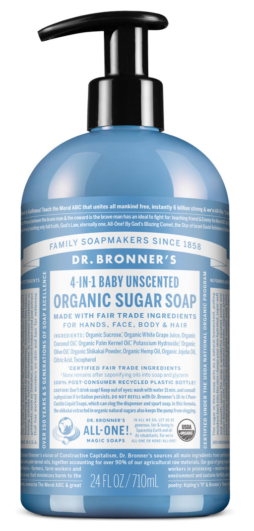 Baby Unscented - Organic Sugar Soaps - 24 oz - by Dr Bronner's |ProCare Outlet|